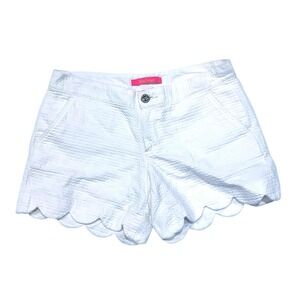Lilly Pulitzer women's shorts 23468 white 5" buttercup scalloped hem sz 0 cotton